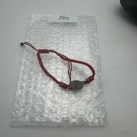 Red Braided Bracelet Crystal Religious Saint Michael Charm Rhinestone Oval - Picture 6 of 6